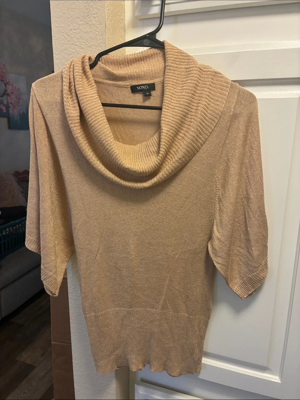 3 for $15 🦋🦋 XOXO vintage gold Cowl Neck bat wing sleeve top